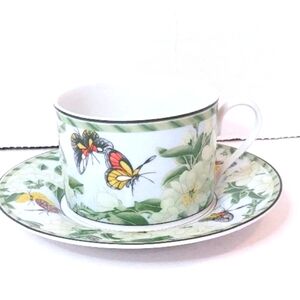 Butterfly Flat Cup with Matching Saucer